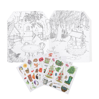 Garden Colouring Activity Book with 120 Stickers (Paperback) by Moulin Roty Travel Toys