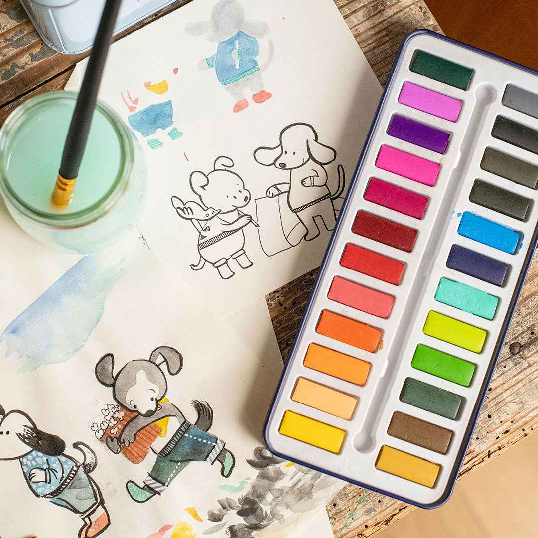 Moulin Roty Watercolour Paint Set 24pcs Stationary Art and craft for kids 3yr+