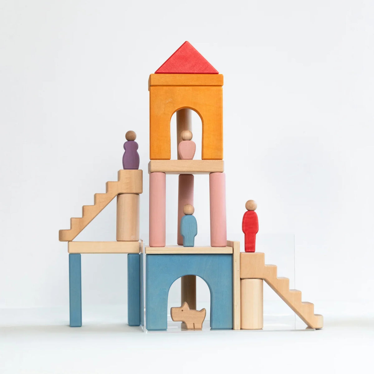 Multi Floor Wooden Building Block Set 43pcs by Avdar Toys Wooden Toys Building Blocks STEM Toys Gifting Idea for 3yrs+