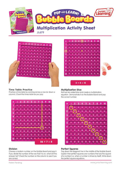 Pop it Multiplication Fidget Board 1-10 By Junior Learning Math Games for Kids STEM Toys Best Seller 7yrs+