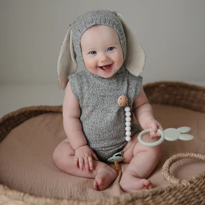 Mushie Bunny Rabbit Teething Ring Silicone Baby Teether Baby Toys Baby Gifts 3m+