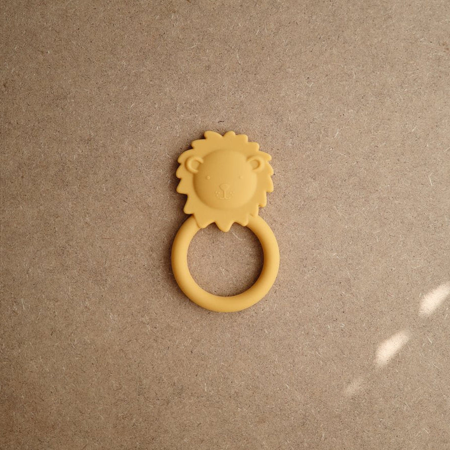 Mushie Lion Teething Ring Silicone Baby Teether Baby Toys Baby Gifts 3m+