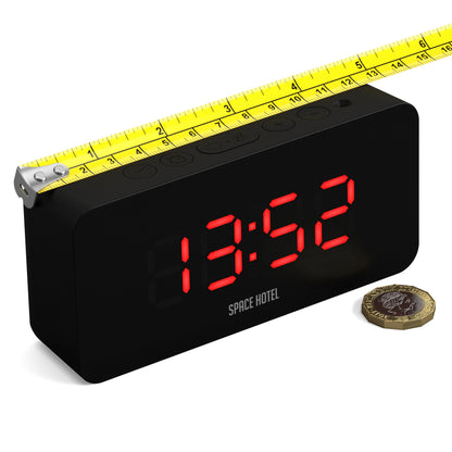 Space Hotel Hypertron Alarm Clock Black Case - Black Lens - Red Led