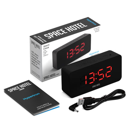 Space Hotel Hypertron Alarm Clock Black Case - Black Lens - Red Led