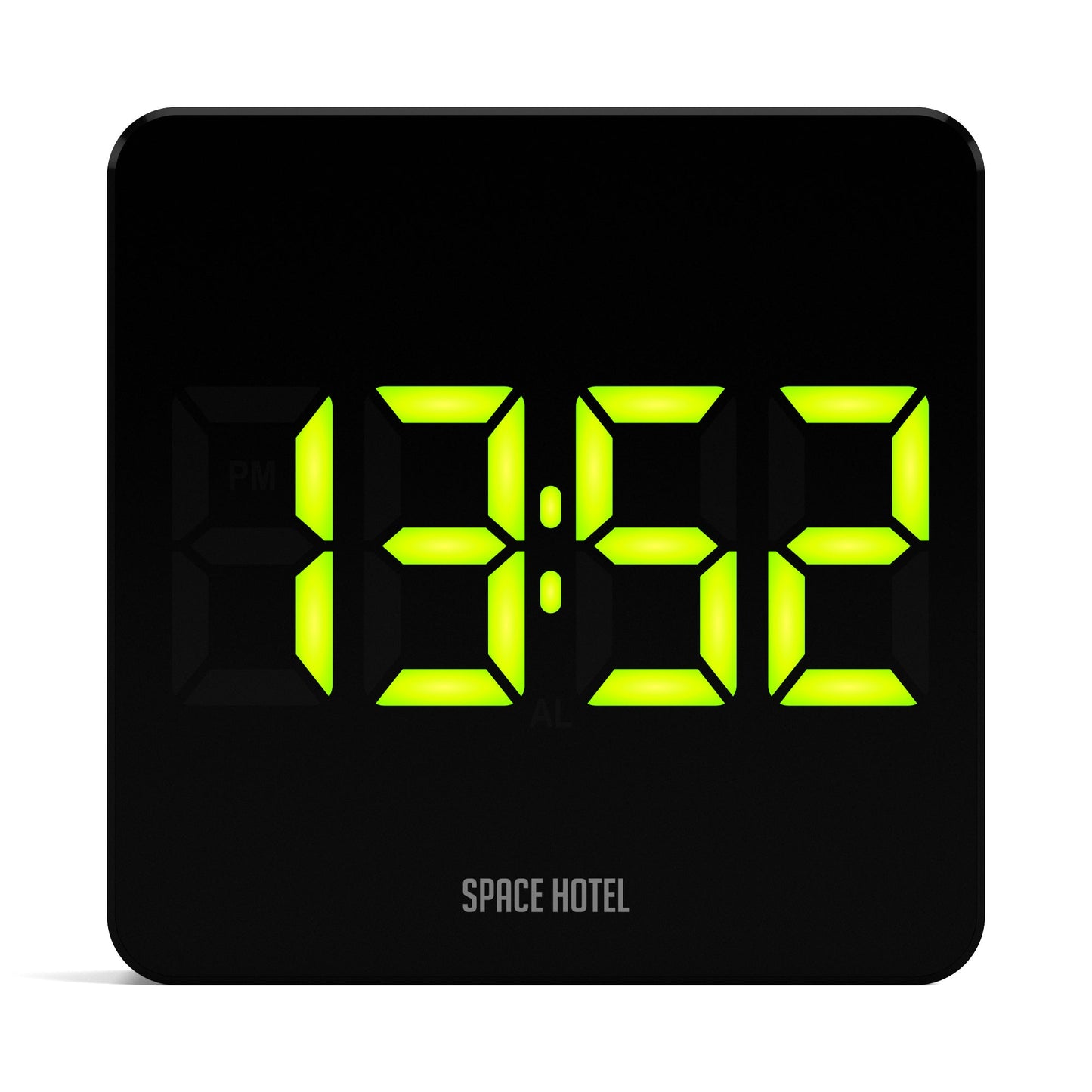 Space Hotel Orbatron Alarm Clock Black Case - Black Lens - Green Led