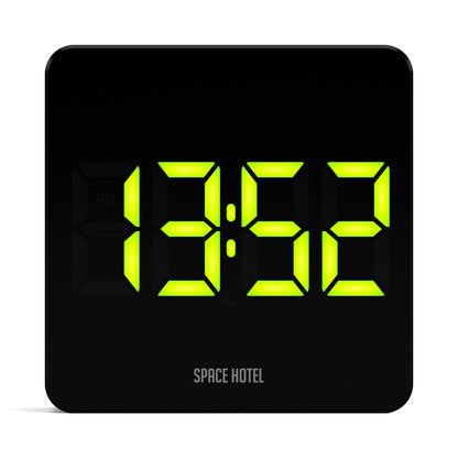 Space Hotel Orbatron Alarm Clock Black Case - Black Lens - Green Led