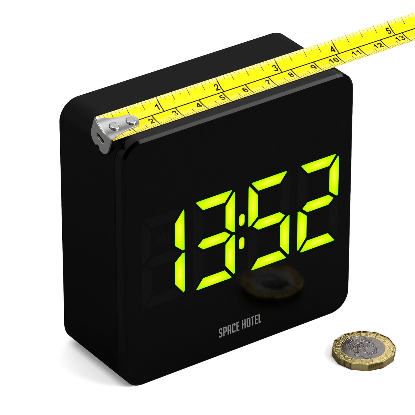 Space Hotel Orbatron Alarm Clock Black Case - Black Lens - Green Led