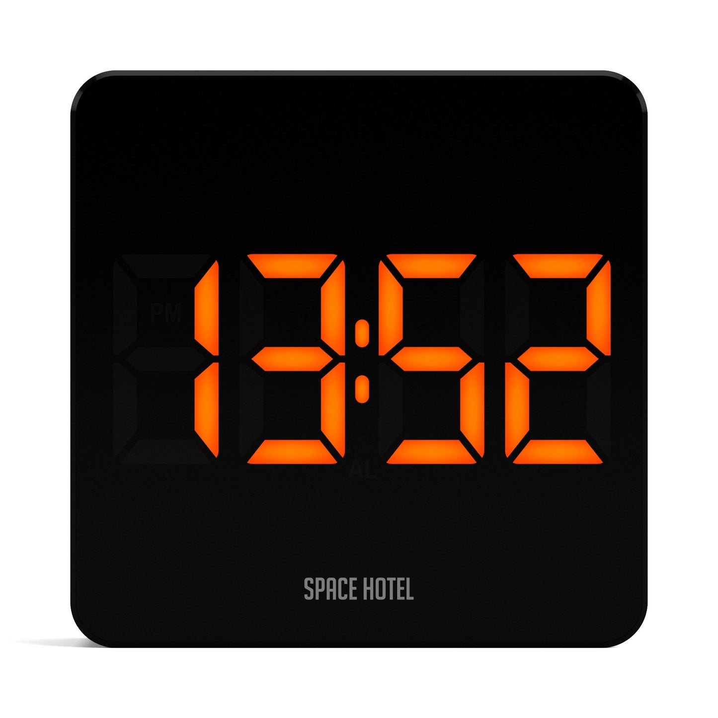 Space Hotel Orbatron Alarm Clock Black Case - Black Lens - Orange Led