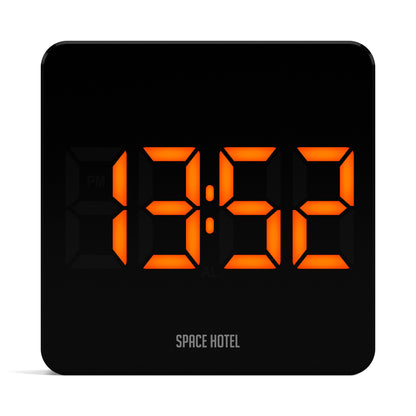 Space Hotel Orbatron Alarm Clock Black Case - Black Lens - Orange Led