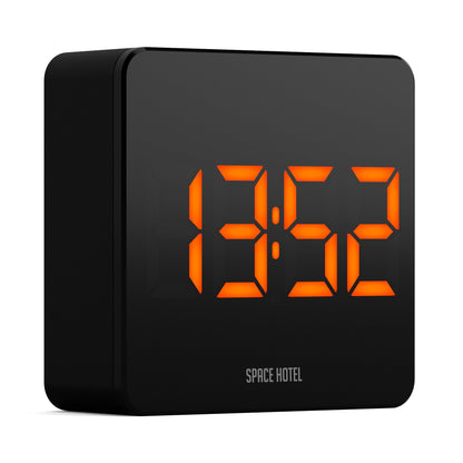 Space Hotel Orbatron Alarm Clock Black Case - Black Lens - Orange Led