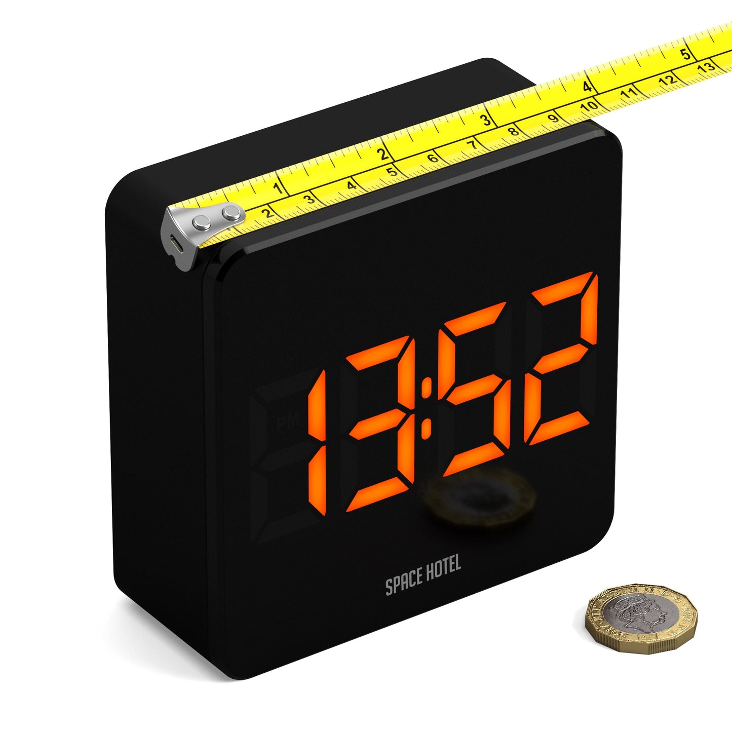 Space Hotel Orbatron Alarm Clock Black Case - Black Lens - Orange Led