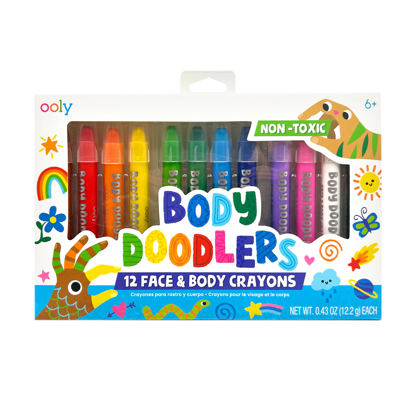 Ooly Body Doodlers Set of 12 Face & Body Crayons Stationary Art and craft for kids 6yrs+