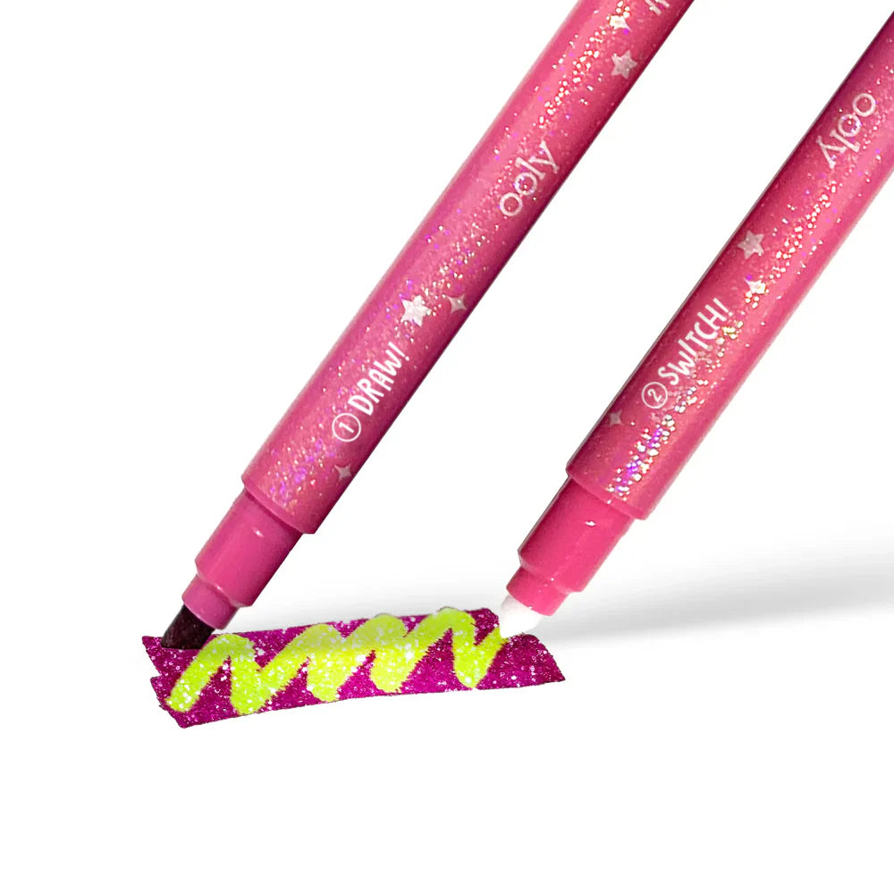 Ooly 12 Switcheroo Sparkle Glittery Colour Changing Markers Double Ended Stationary Art and craft for kids 3yrs+