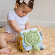 Tikiri Ocean Organic Soft Fabric Activity Cube 14cm Baby Sensory Cognitive Developmental Toys for Baby 0m+ ETA 22/09