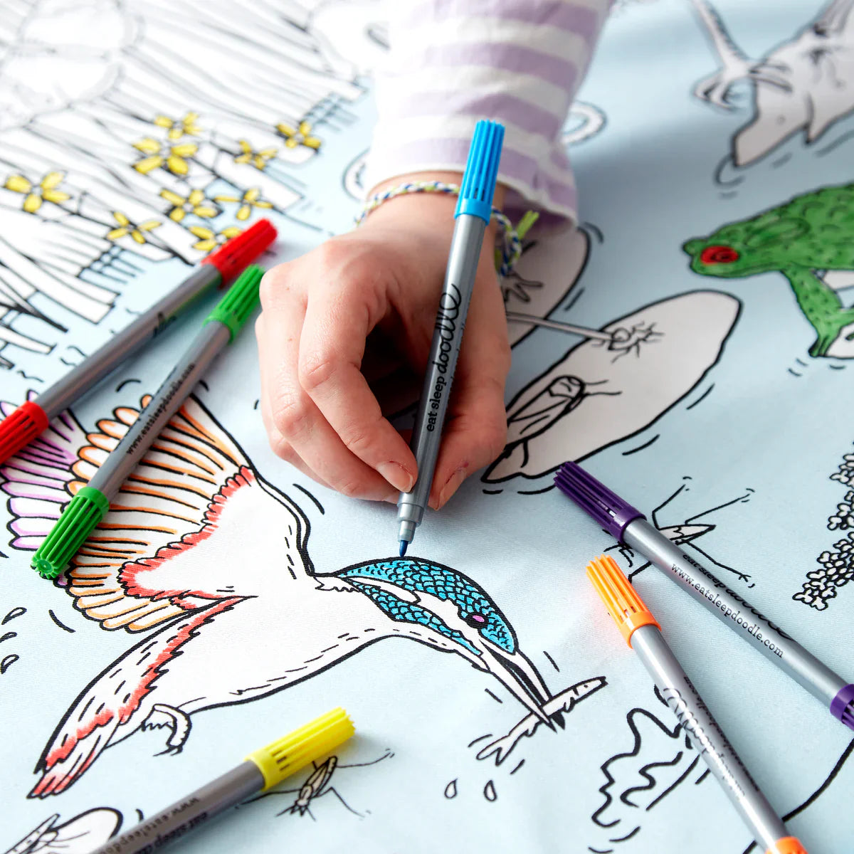 Pond Nature & Wildlife Colour And Learn Tablecloth by Eat Sleep Doodle Art and craft for kids 3yrs+
