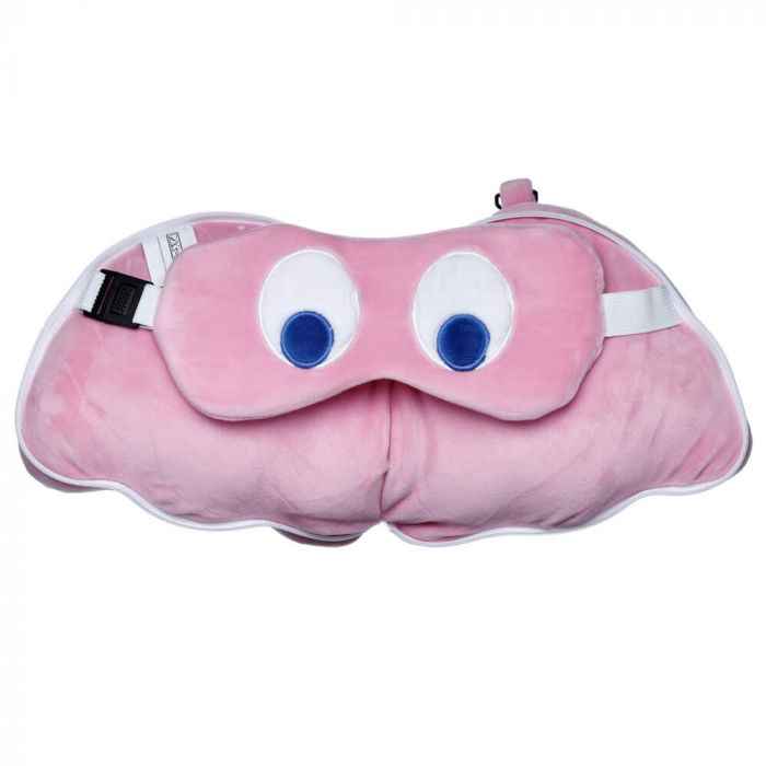 Pac-Man Pink Ghost Travel Pillow & Eye Mask Set