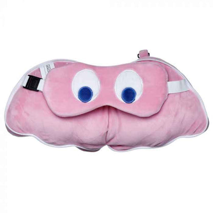 Pac-Man Pink Ghost Travel Pillow & Eye Mask Set