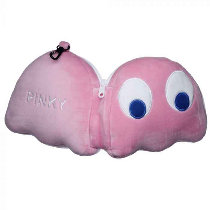 Pac-Man Pink Ghost Travel Pillow & Eye Mask Set