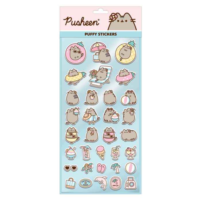 Pusheen Tropical Vacation Puffy Stickers Sheet