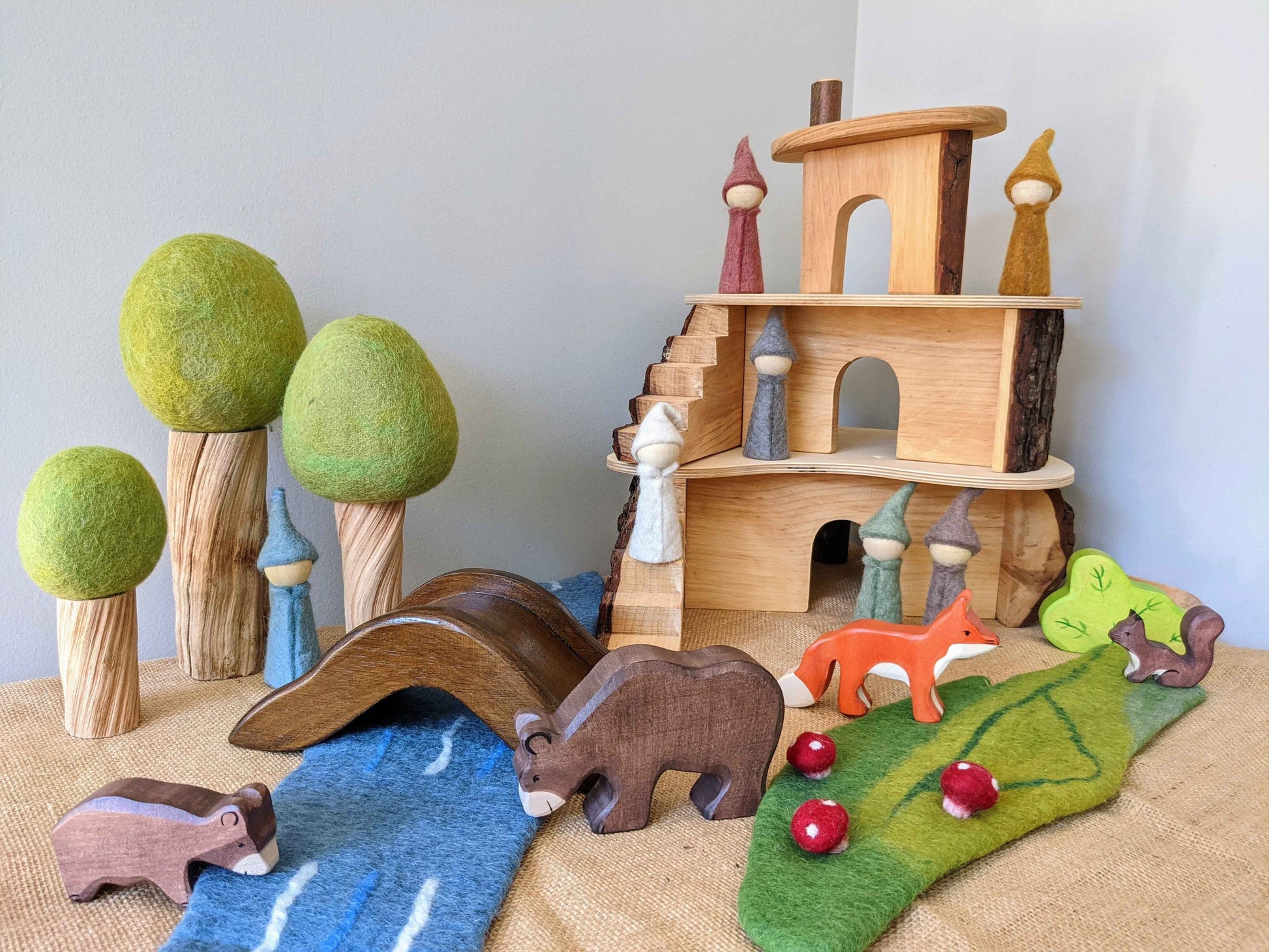 Papoose Wooden Bridge with Railing Pretend and Imaginative Play 3yrs+