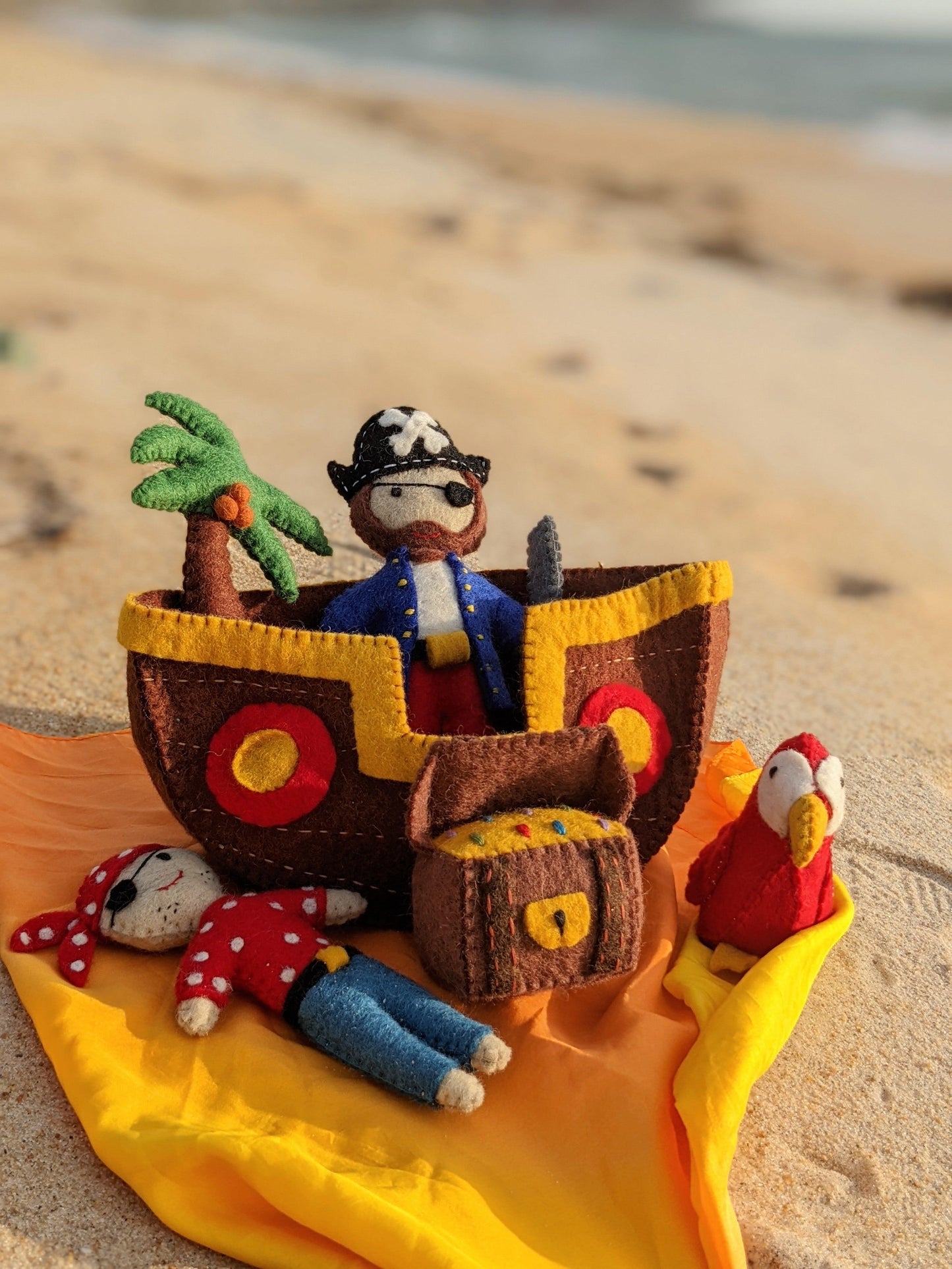Pashom Felt Pirate Playset 6pcs Pretend & Imaginative Play Toys Clearance 3yrs+