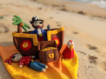 Pashom Felt Pirate Playset 6pcs Pretend & Imaginative Play Toys Clearance 3yrs+