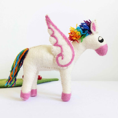 Papoose Felt Rainbow Pegasus Unicorn Mother Pretend & Imaginative Play Toys Unicorn Toys Fairy Unicorn and Castle Theme 3yrs+