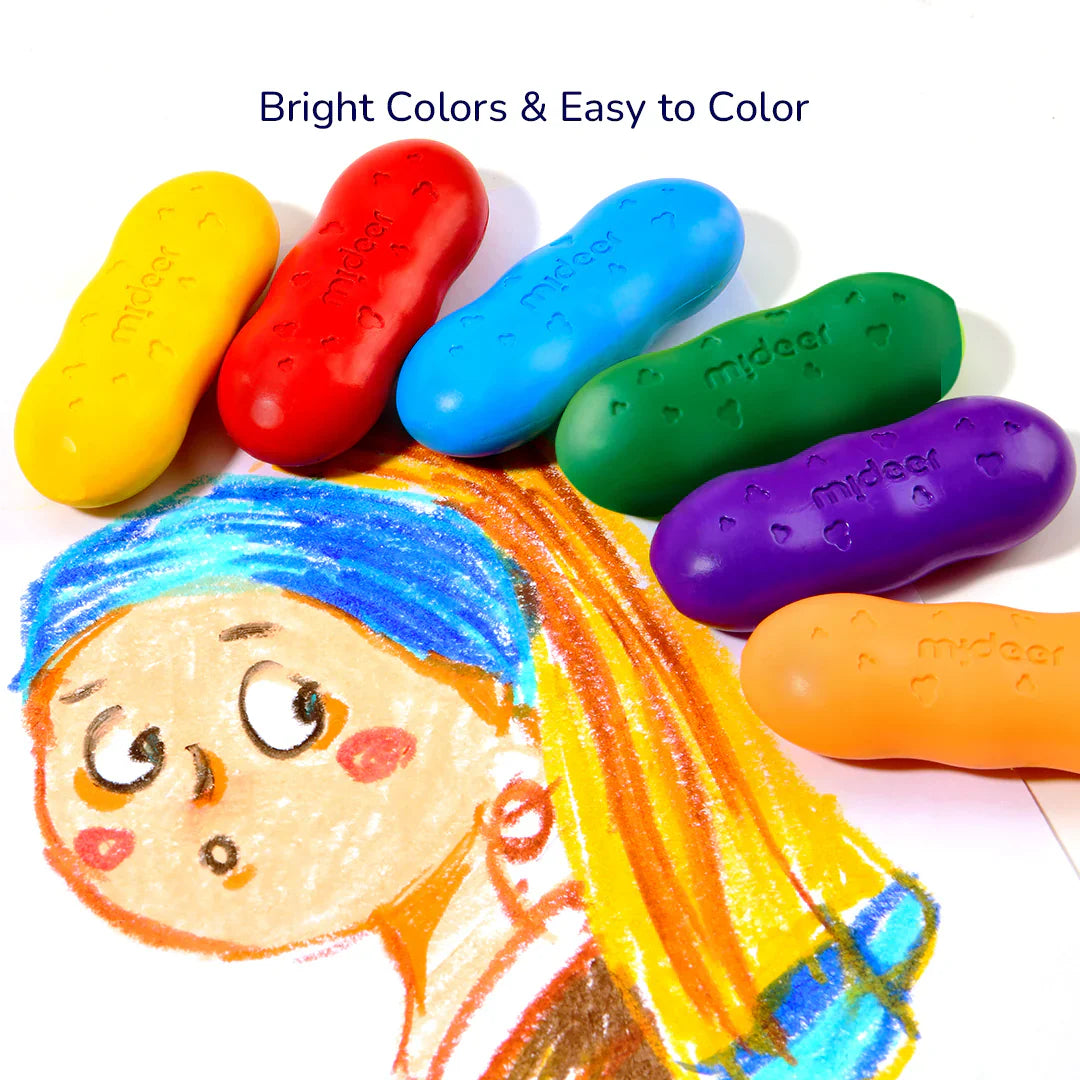 Mideer Washable Peas Beeswax Crayons 12 Colours Stationary Art and craft for kids 3yrs+
