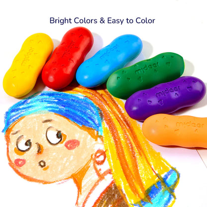 Mideer Washable Peas Beeswax Crayons 12 Colours Stationary Art and craft for kids 3yrs+