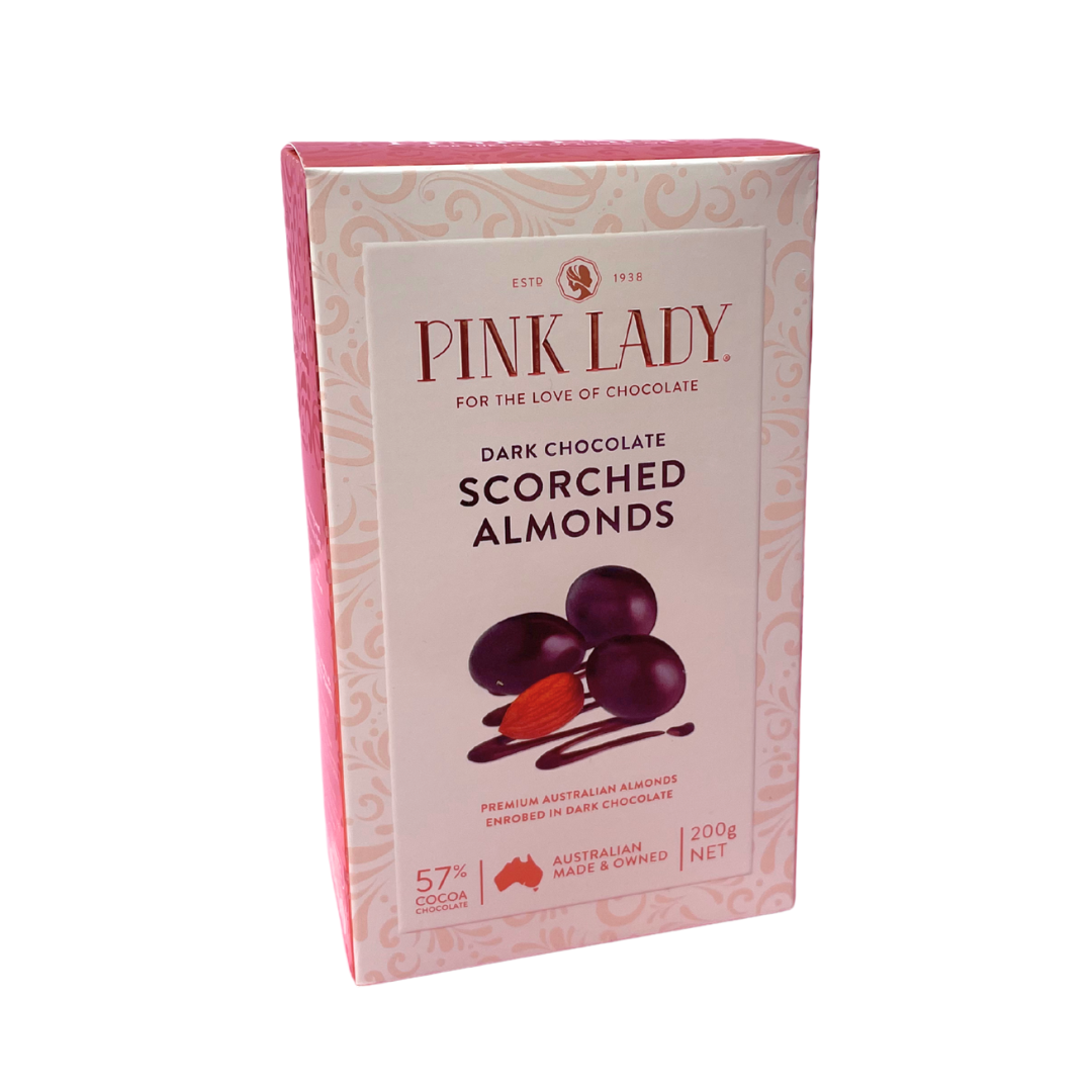 Pink Lady Dark Chocolate Scorched Almonds 200g