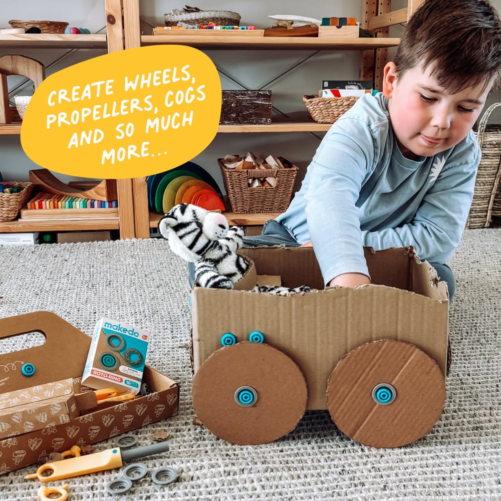 Makedo ROTO-RING Cardboard Construction Rotation Tool 16pc Art and Craft 5yrs+