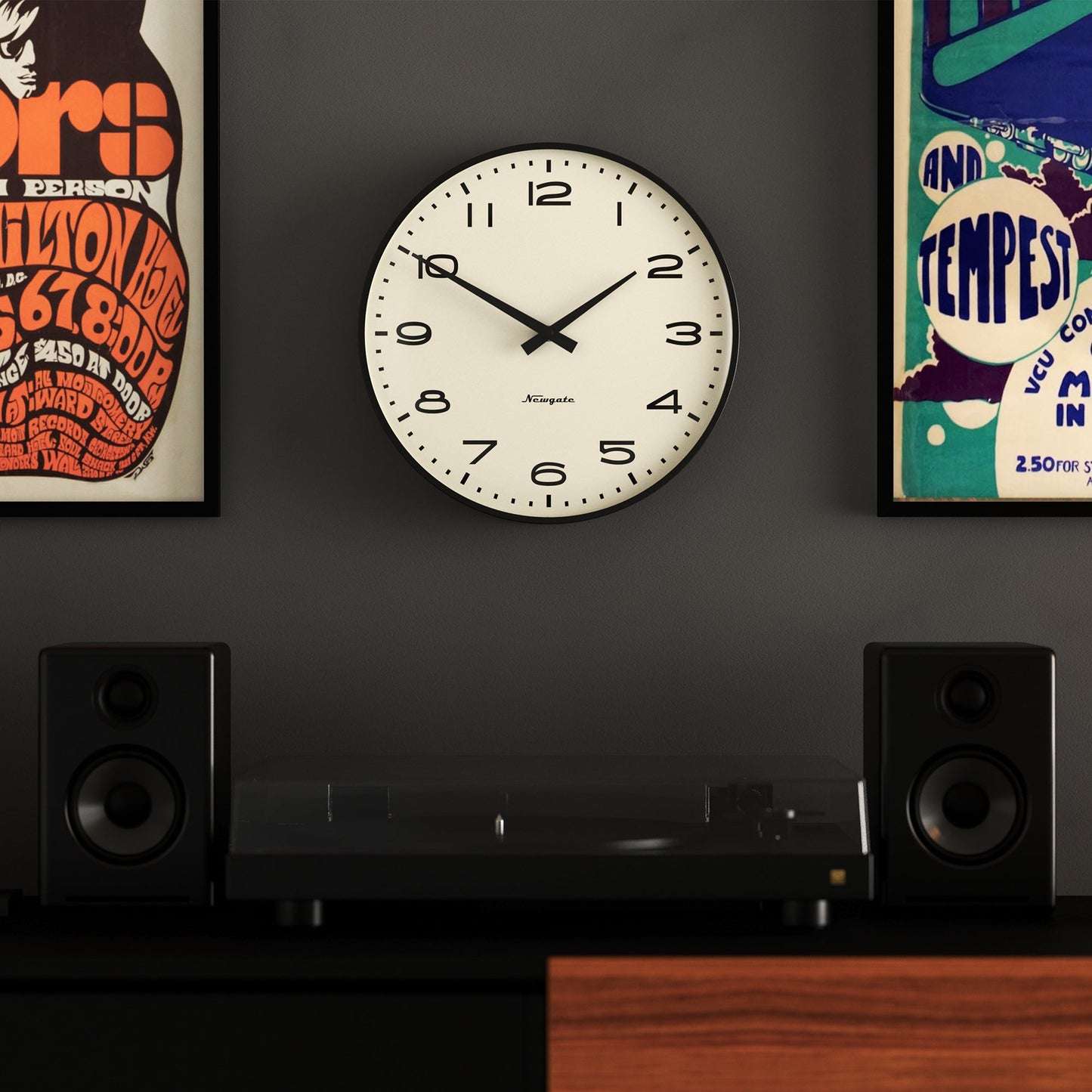 Radio City Wall Clock Black Arabic Dial - Matte Black