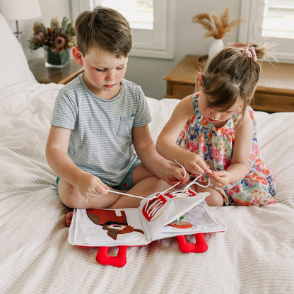 My Big Day Fabric Activity Book Red Cover by Curious Columbus Kids Travel Toys Interactive Book 3yrs+