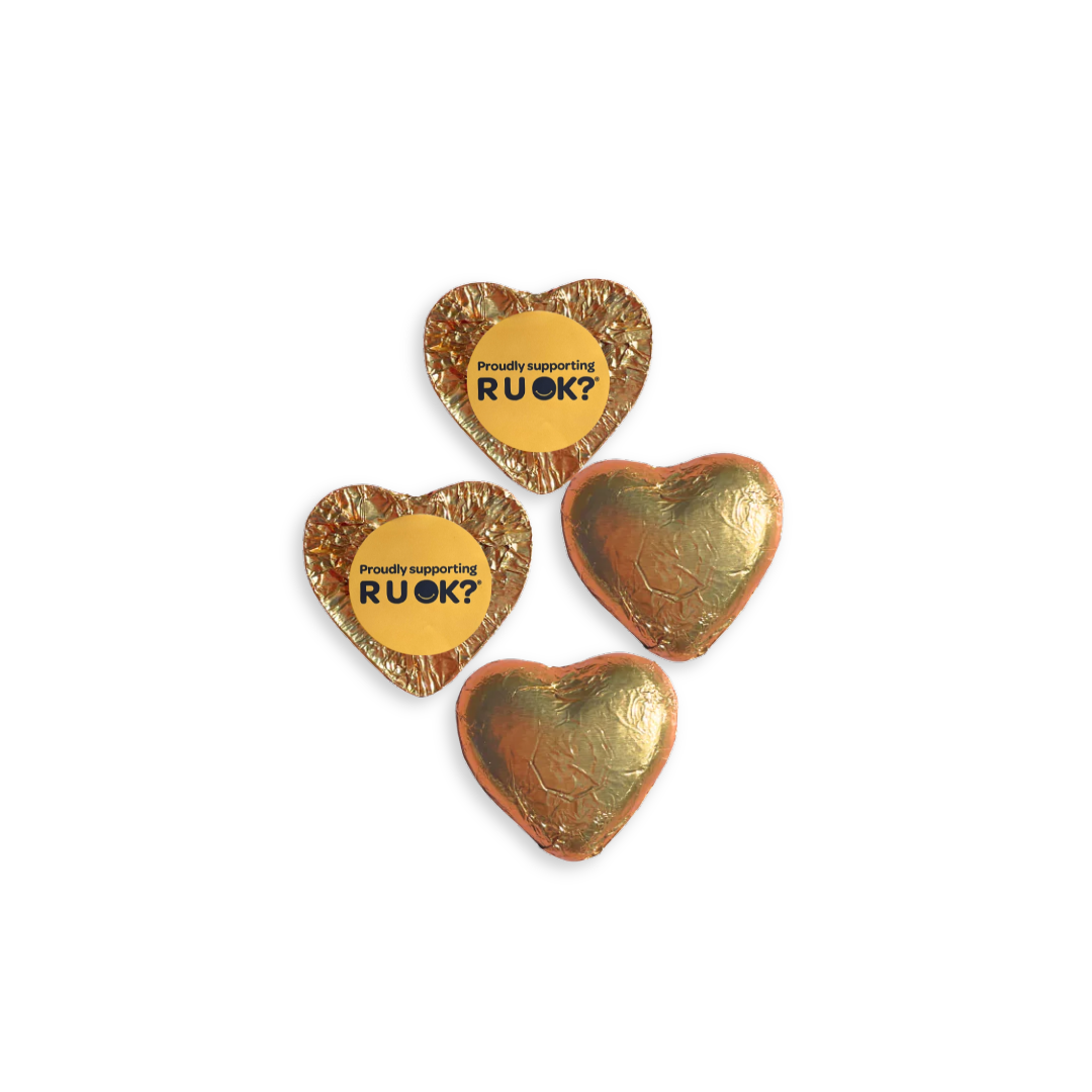 R U OK? Day Chocolate Hearts -  Mini 3.5cm 8g