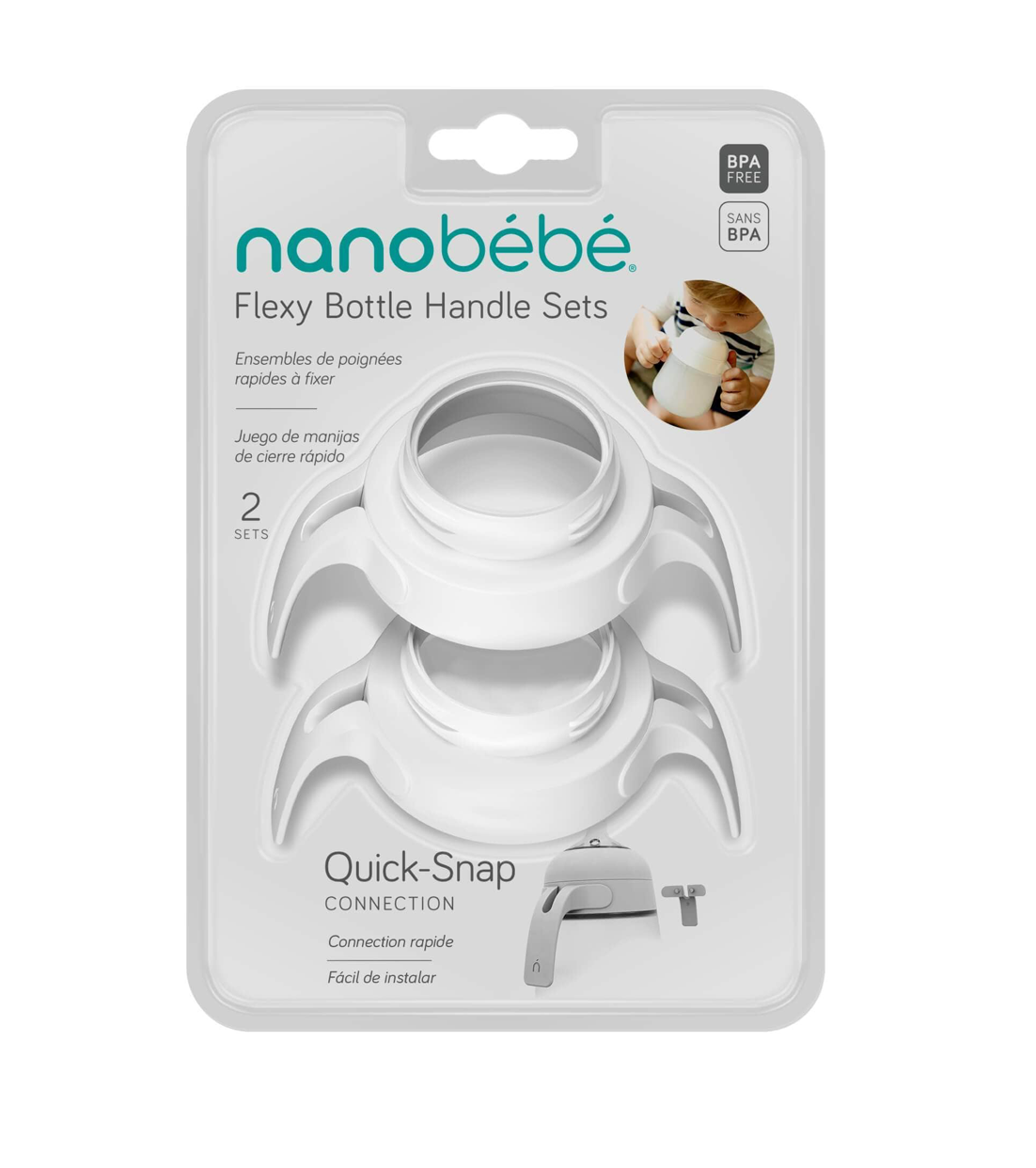 Nanobébé Silicone Bottle Handles - 2-Pack White - Myer