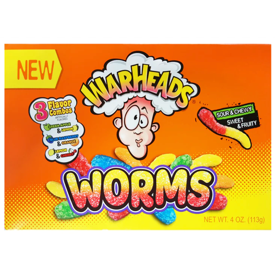 Warheads Sour Worms Lollies - 113g