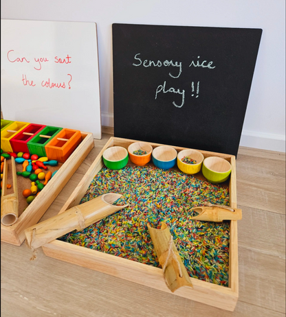 Qtoys Montessori Sand Tray Nature Play Tools and Toys Developmental Toys for Preschoolers 3yrs+