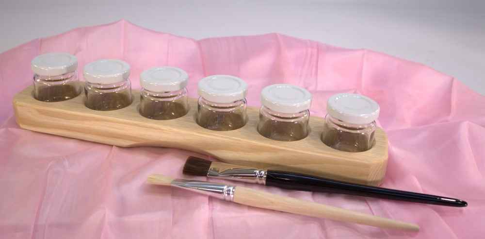 Sedulus Artisan Wooden Paint Jar Holder with Glass Jars Stationary Art and craft for kids 3yrs+