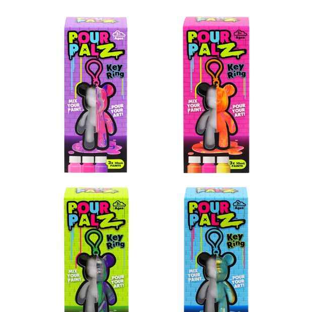 PourPalZ Paint Pouring Art Bear Keyring - Assorted*