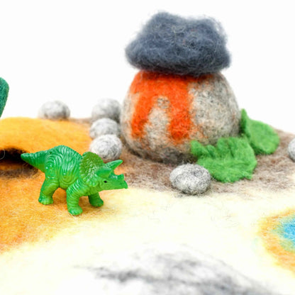 Tara Treasures Small Felt Dinosaur Ice Age Play Mat Playscape 35cm Pretend & Imaginative Play Dinosaur Toys Retired 3yrs+