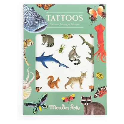 Moulin Roty Temporary Tattoos Around the World Animals 2 Sheets Art and craft for kid 3yrs+