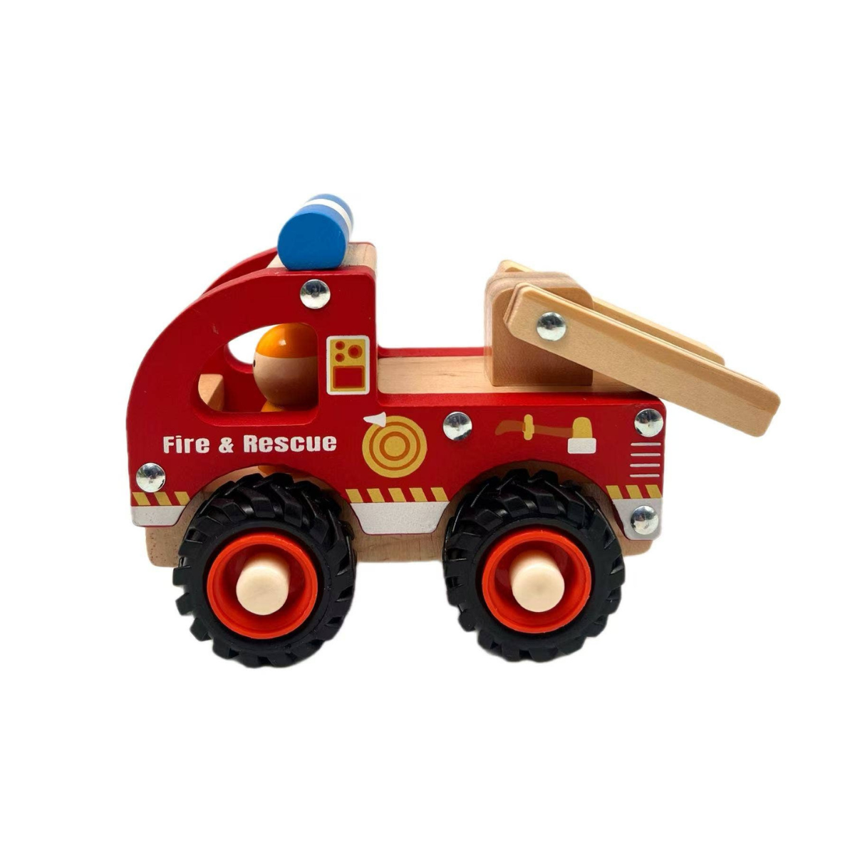 ToysLink Wooden Fire Engine Truck Toy Car Baby Toddler Toys Gifting Idea for 18m+