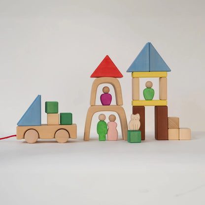 Wooden Building Blocks Trailer Travel Set 30pcs by Avdar Toys Wooden Toys Building Blocks Travel Toys Gifting Idea for 3yrs+