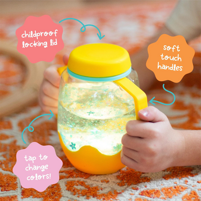 Glo Pal Sensory Play Jar Yellow by Jellystone Baby Developmental Toys for Toddlers Gifts Idea 18m+