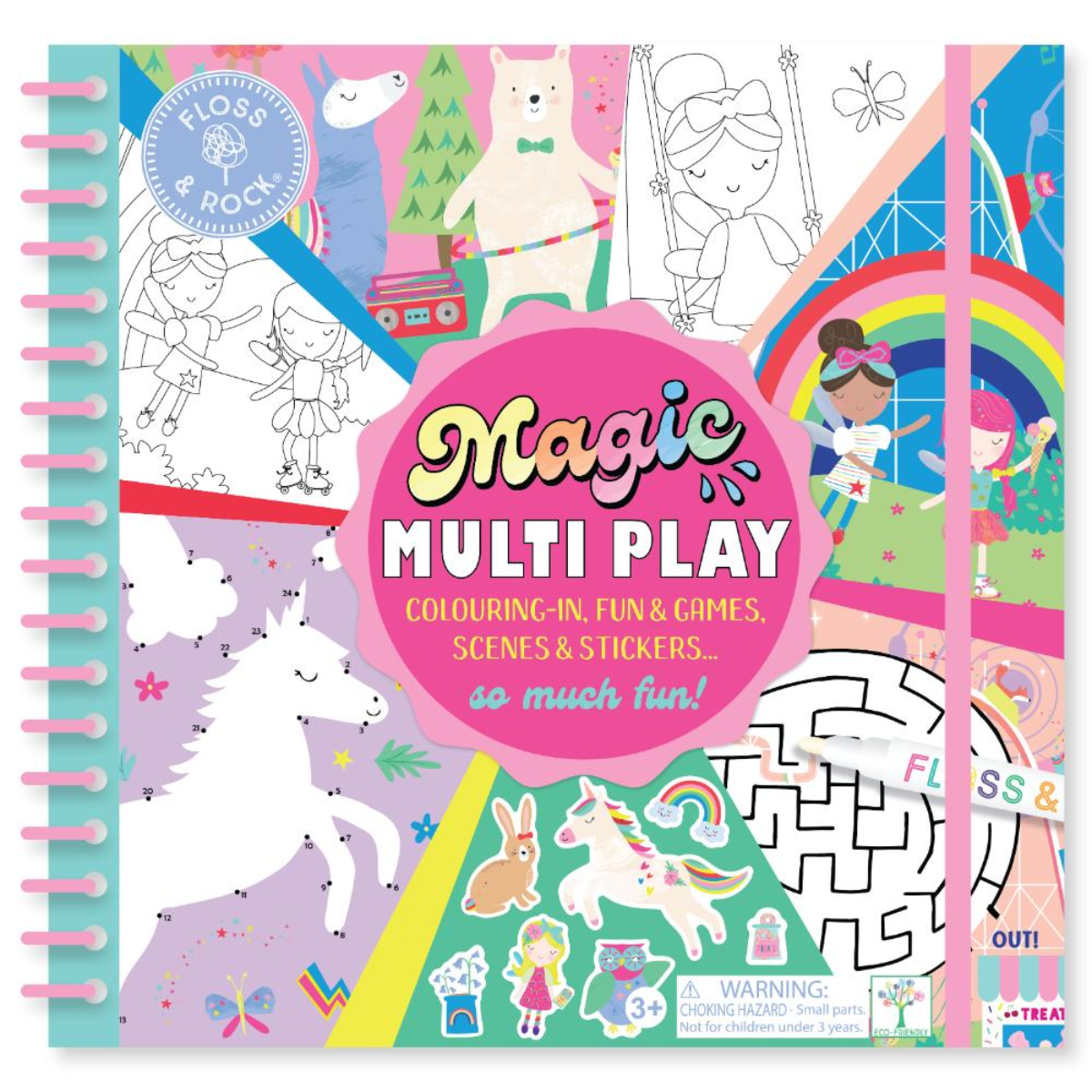 Floss & Rock Magic Water Multiplay Rainbow Fairy Activity Book Art and Craft for Kids Fairy Unicorn and Castle Theme 3yrs+