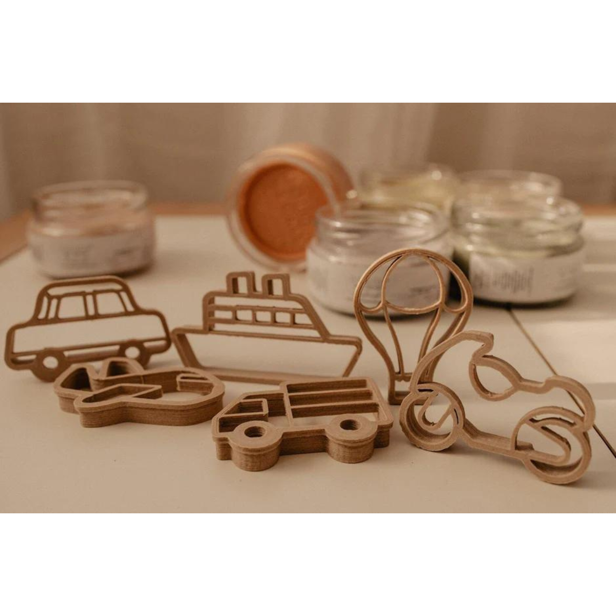 Kinfolk Pantry Mini Transport Eco Cutter Set Playdough Sand Toys Art and craft for kids 3yrs+