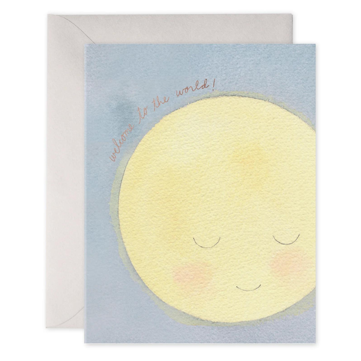 Baby Moon Welcome to the World Foil Greeting Card by E. Frances Paper New Born Card