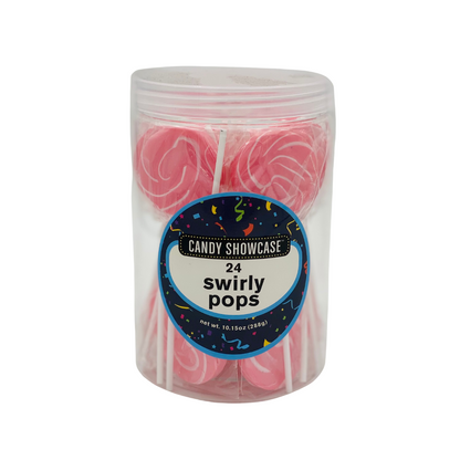 Pink Swirly Pops Lollipops - 24 Pack