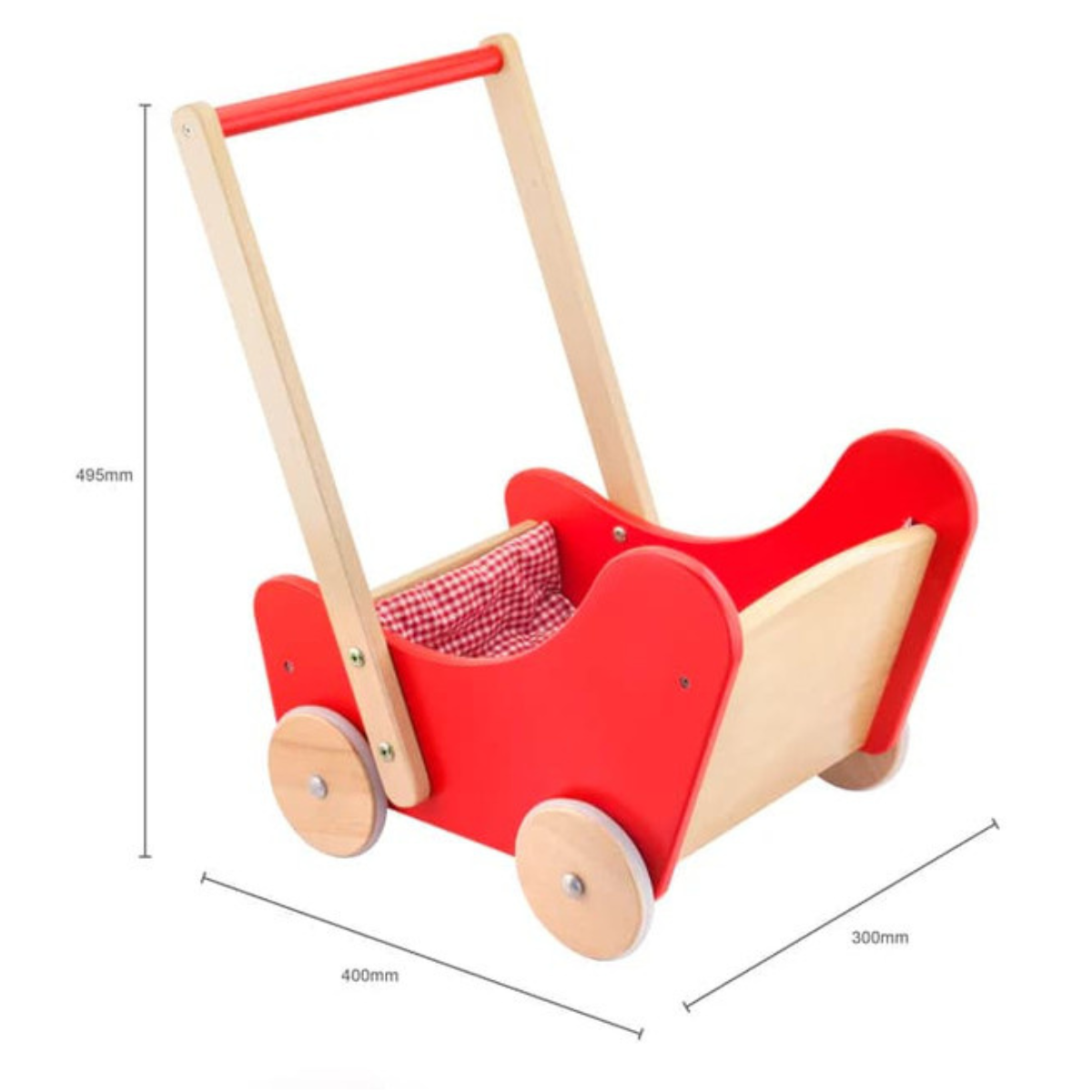 Viga Toys Wooden Red Doll Buggy Pram Baby Walker Developmental Toys Baby Toys 18m+