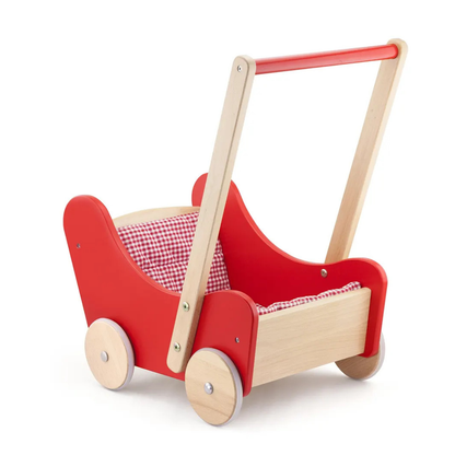 Viga Toys Wooden Red Doll Buggy Pram Baby Walker Developmental Toys Baby Toys 18m+